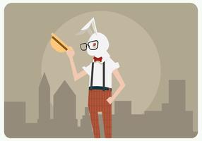 Hipster Man With Rabbit Costume Vector