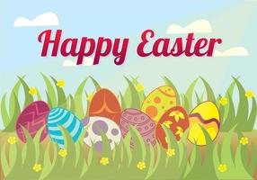 Easter Egg Hunt in the Grass Background Vector