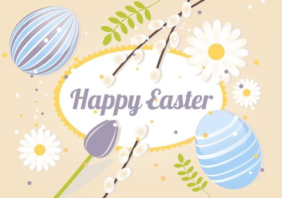 Free Spring Happy Easter Vector Illustration