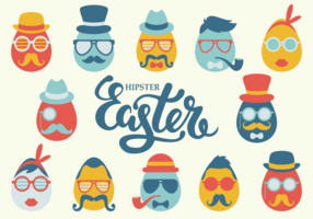 Hipster Easter Icons Vector