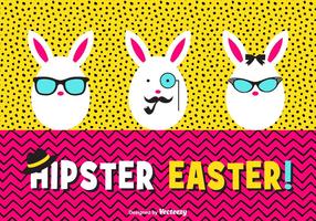 Happy Hipster Easter Eggs Vector Card