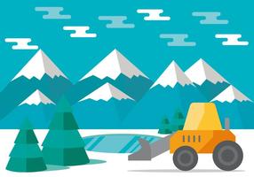 Snow Plow in the Mountains Vector