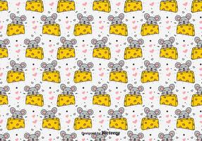 Doodle Mouse And Cheese Vector Pattern