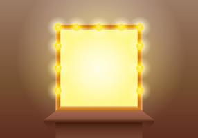 Lighted Mirror with Wooden Table Vector