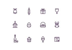 Easter Icons in Outline Style vector