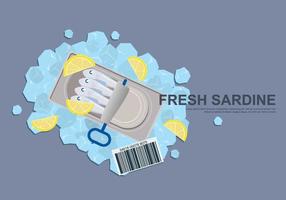 Canned Sardines on Ice Cube Illustration vector