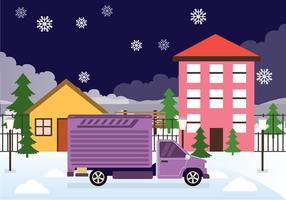 Moving Day in the Snow Vector Background