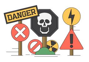 Vector Illustration of Danger Sings and Icons