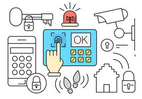 Linear Home Security Vector Elements