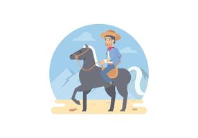 Gaucho Riding A Horse Vector Illustration