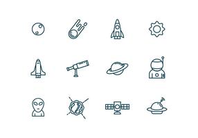 Astronomy Icons in Outline Style