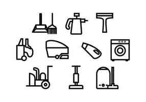Free Cleaning Tools Line Icon Vector