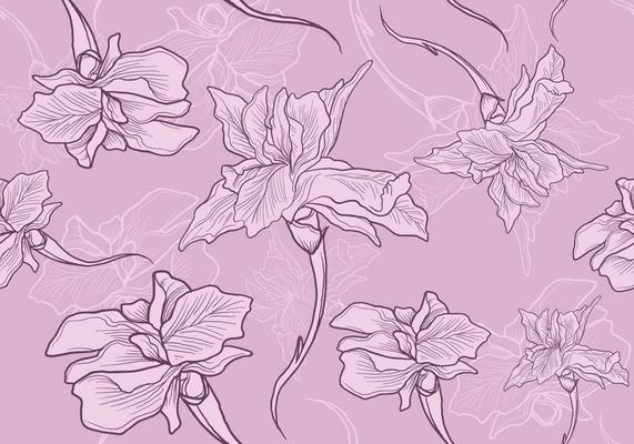 Iris Flower Seamless Pattern