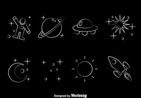 Space Element Line Icons Vector