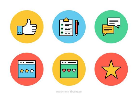Testimonials And Feedback Flat Line Vector Icons