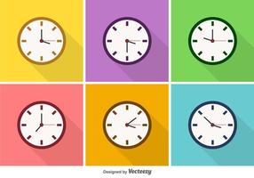 Iconos coloridos del reloj del vector