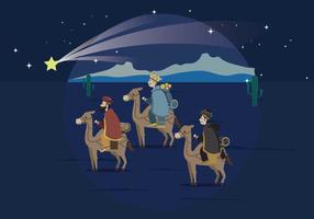 Three Wise Man Carrying Gold For Baby Jesus Illustration vector