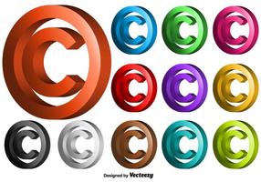 Vector 3D Copyright Symbol Set