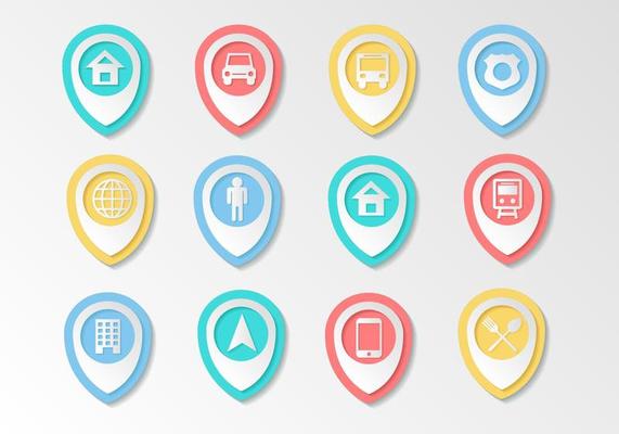 Map Pointer Icons Vector