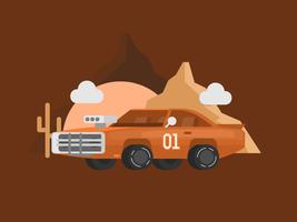 Orange Vintage Muscle Car Illustration vector