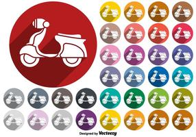 Scooter Plano Colorido Iconos Vectores