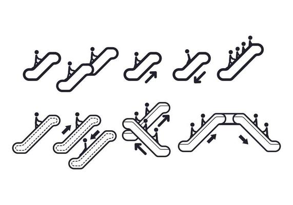 Escalator icon set