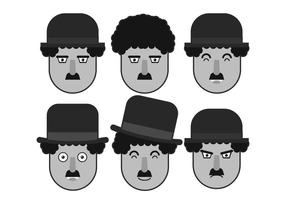 Charlie chaplin face vector set