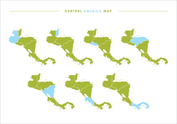 Green Central America Map Illustrations