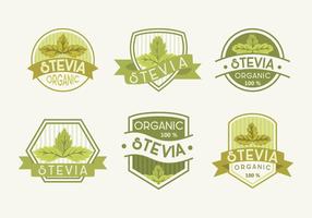 Verde fresco Stevia etiqueta de vector