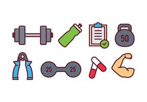 Fitness and Gym Icon Set vector