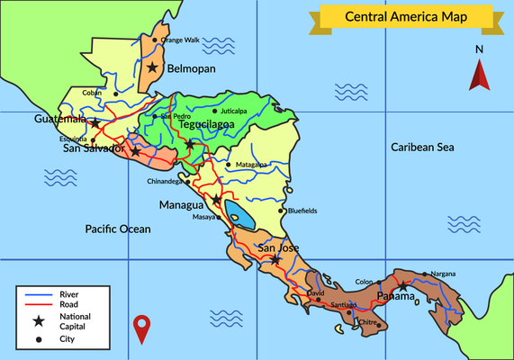 Detail Of Central America Map Vector