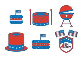 Independence Day July 4th Icon Vector Set