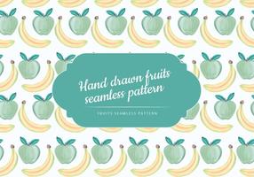 Vector Hand Drawn Banana and Apple Seamless Pattern