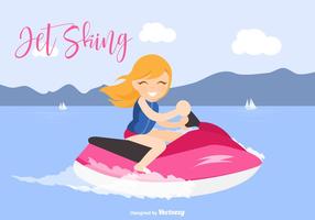 Blonde Young Girl Riding A Jet Ski
