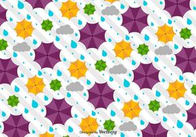 Vector Weather Pattern With Umbrellas