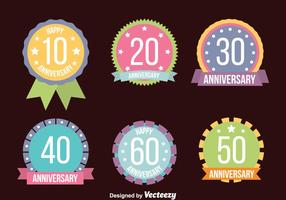 Bonito Colored Anniversary Badge Colección Vectores