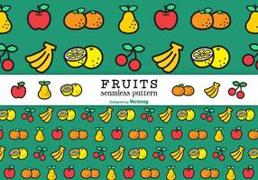 Flat Line Fruits Vector Seamless Pattern