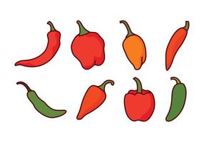 Paquete de vectores de chili peppers