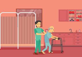 Free Physiotherapist Doing Rehabilitation For Patient after injury Illustration vector