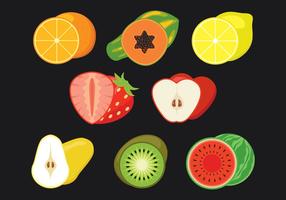 Conjunto de iconos vectoriales de frutas en rodajas vector