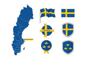 Sweden Map And Flag Free Vector