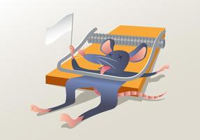 Un ratón atrapado en una trampa de ratón vector
