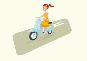Girl Driving Vintage Scooter vector