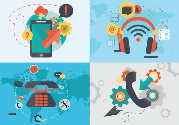 Internet Telephone Digital Communication Flat Vector