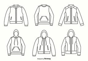 Chaquetas, sudaderas y suéter diseño vectorial contorno vector