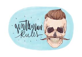 Vintage Skull Man With Moustache And Lettering