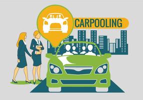 Carpooling en el vector de fondo de la ciudad