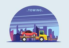 Towing Truck Service Vector Flat Illustration