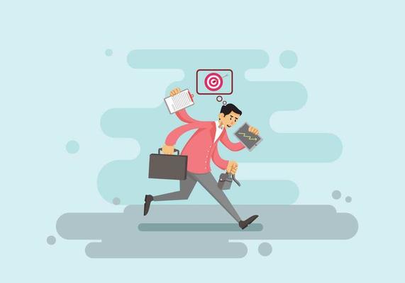 Businessman With Multi Tasking Skills Illustration