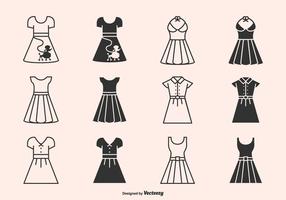 Retro 50s Dresses And Skirts Silhouette Vector Icons